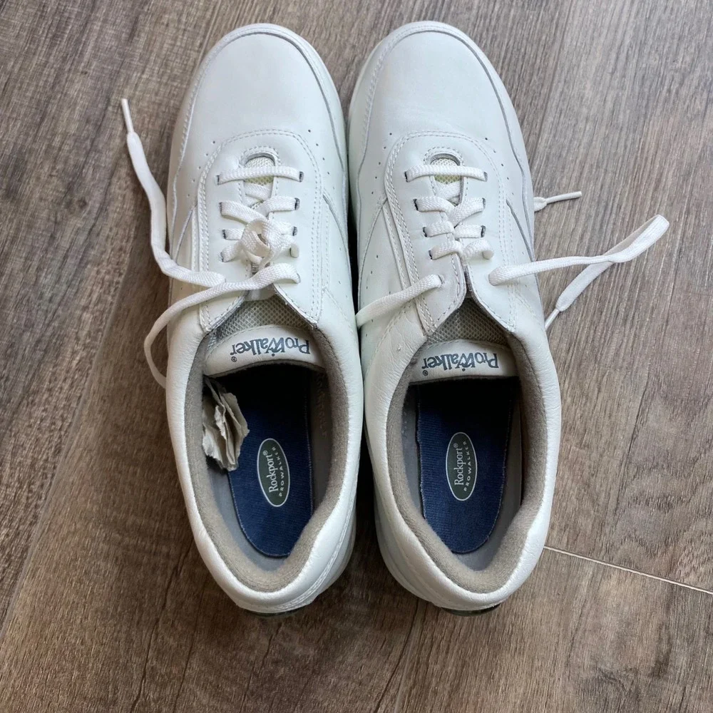 Rockport ProWalker Womens 9.5 N Narrow White Leather Walking Shoes WR7104N